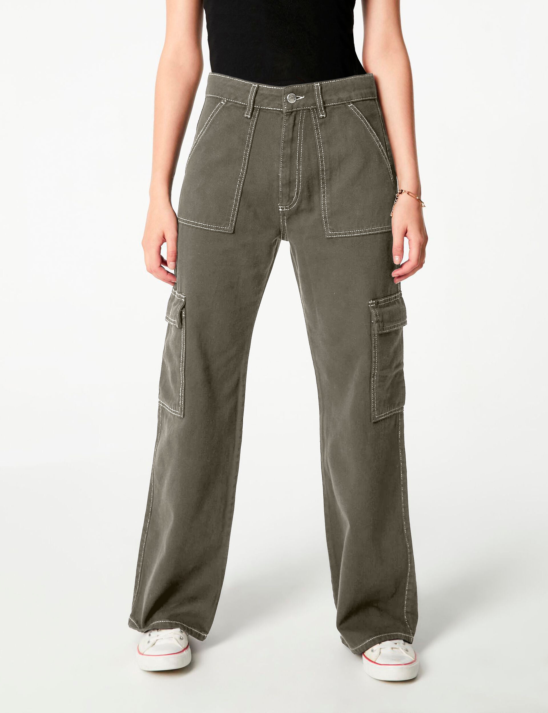 Pantalon Cargo Femme Taille Haute - Léger, Respirant, Poches - Style Y2K Baggy