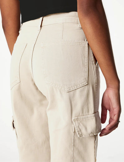 Pantalon Cargo Droit Taille Haute