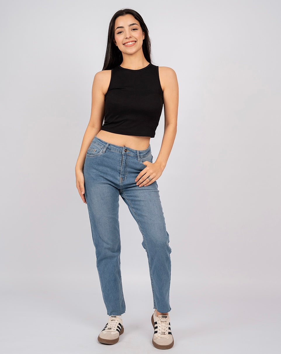 Jean Mom Fit Taille Haute