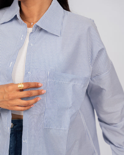 Chemise oversize rayée à manches longues
