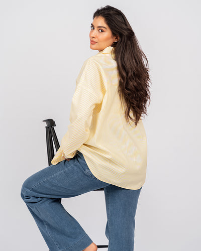 Chemise oversize rayée à manches longues