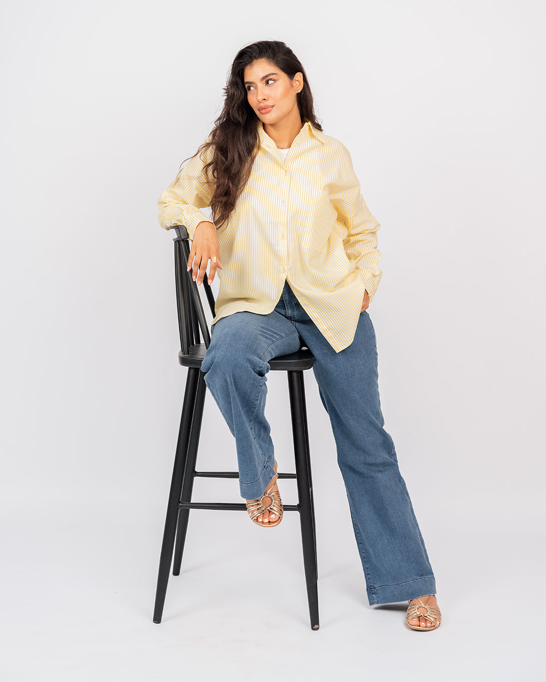 Chemise oversize rayée à manches longues