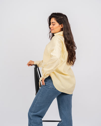 Chemise oversize rayée à manches longues