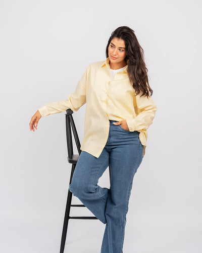 Chemise oversize rayée à manches longues