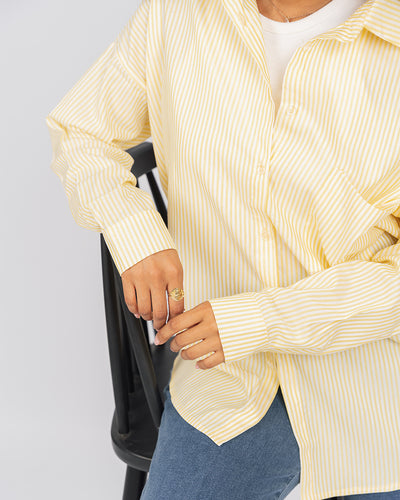 Chemise oversize rayée à manches longues