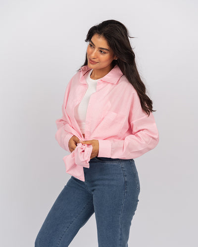 Chemise oversize rayée à manches longues