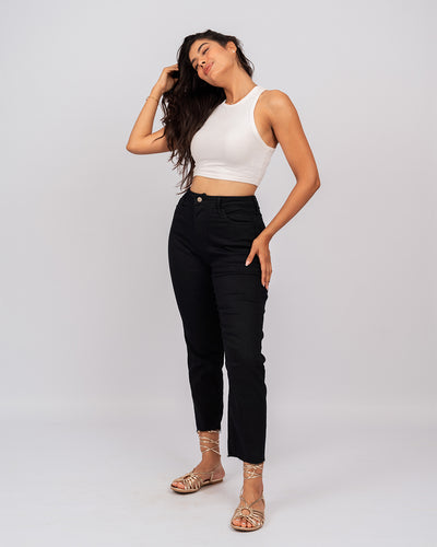 Jean Mom Fit Taille Haute