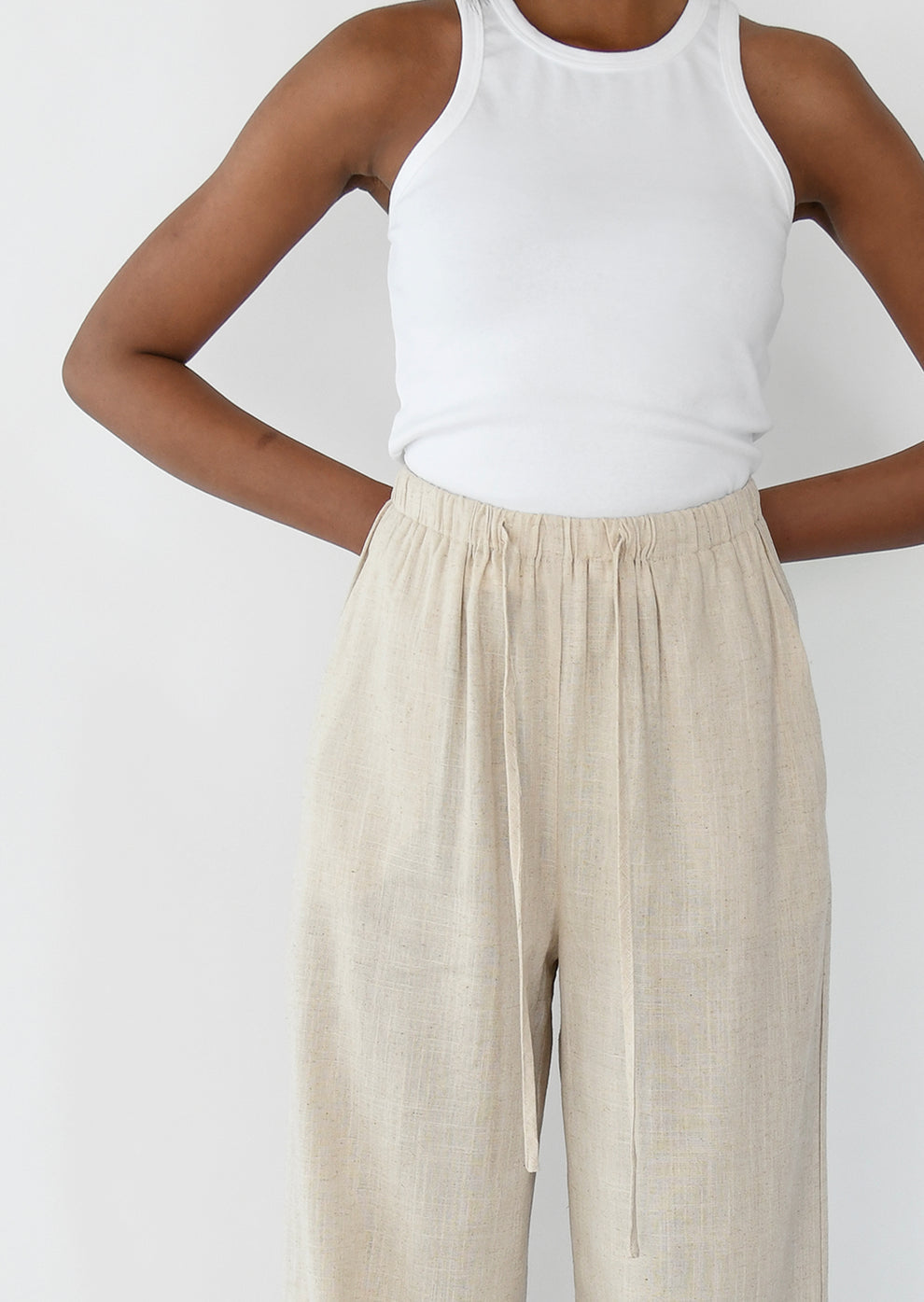 Pantalon en lin aux jambes fluides