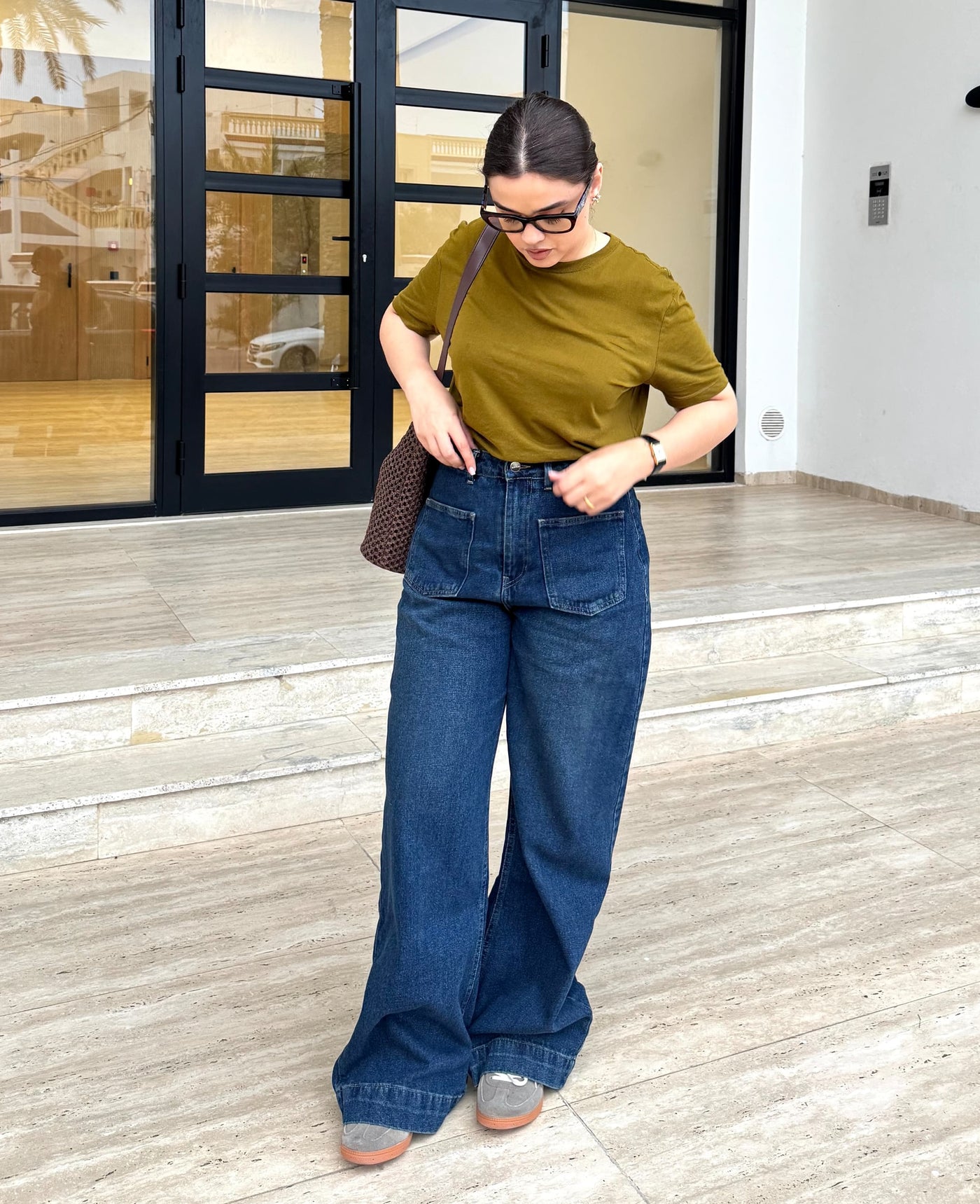 Jean Baggy Droit avec poche plaqué
