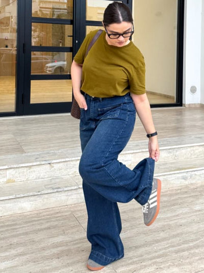 Jean Baggy Droit avec poche plaqué