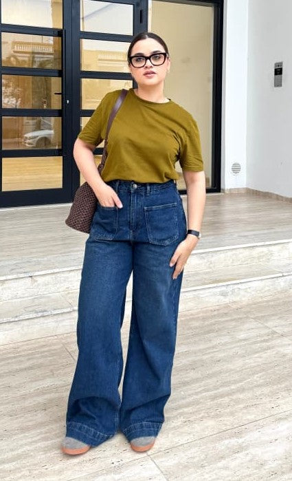 Jean Baggy Droit avec poche plaqué