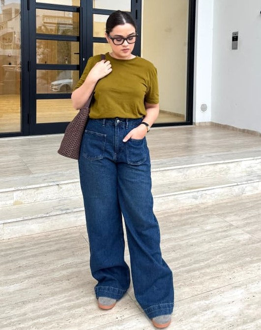 Jean Baggy Droit avec poche plaqué