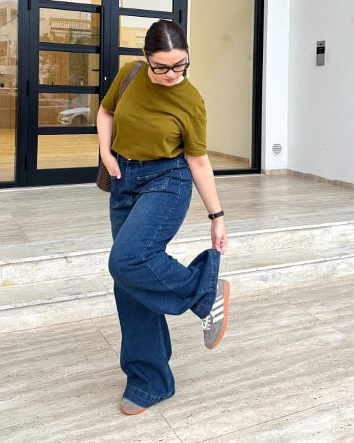 Jean Baggy Droit avec poche plaqué