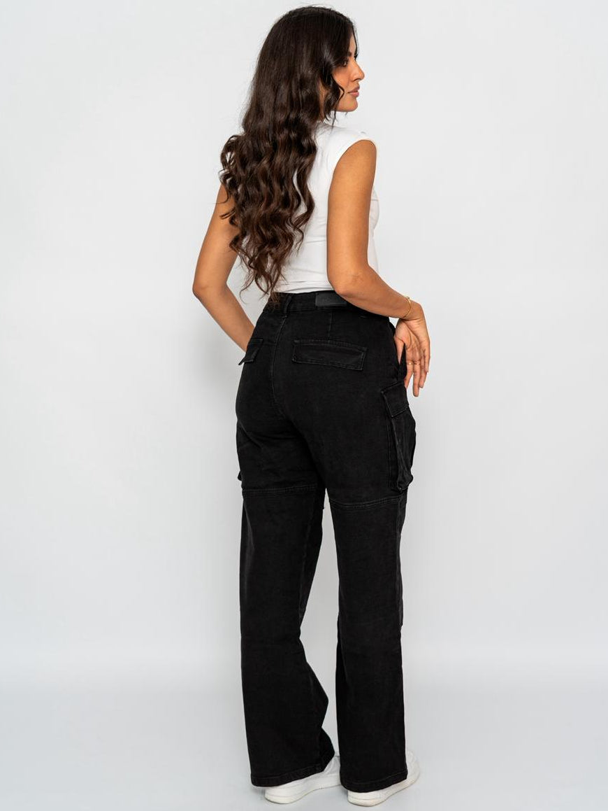 Jean Cargo Multi Poches Taille Haute