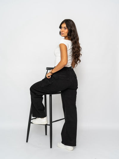 Jean Cargo Multi Poches Taille Haute